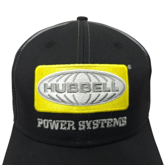 Hubbell Power Systems Strapback Cap Trucker Baseball Embroidered Patch Hat Black - Picture 7 of 13